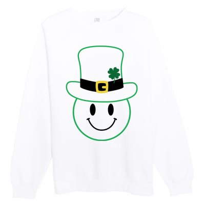 St Patrick's Day Smiley Face Holiday Premium Crewneck Sweatshirt