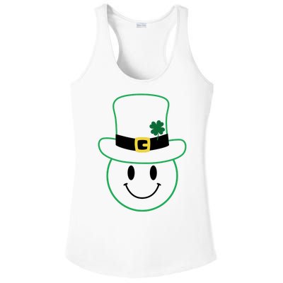 St Patrick's Day Smiley Face Holiday Ladies PosiCharge Competitor Racerback Tank