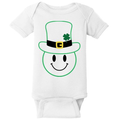 St Patrick's Day Smiley Face Holiday Baby Bodysuit