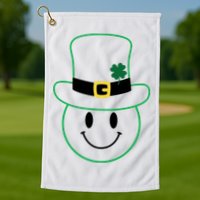 St Patrick's Day Smiley Face Holiday Golf Towel