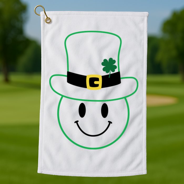 St Patrick's Day Smiley Face Holiday Golf Towel