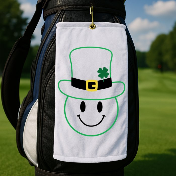 St Patrick's Day Smiley Face Holiday Golf Towel