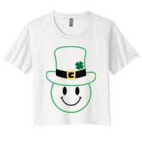St Patrick's Day Smiley Face Holiday Women's Crop Top Tee