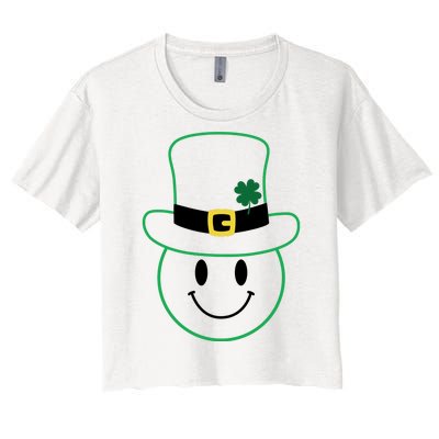 St Patrick's Day Smiley Face Holiday Women's Crop Top Tee