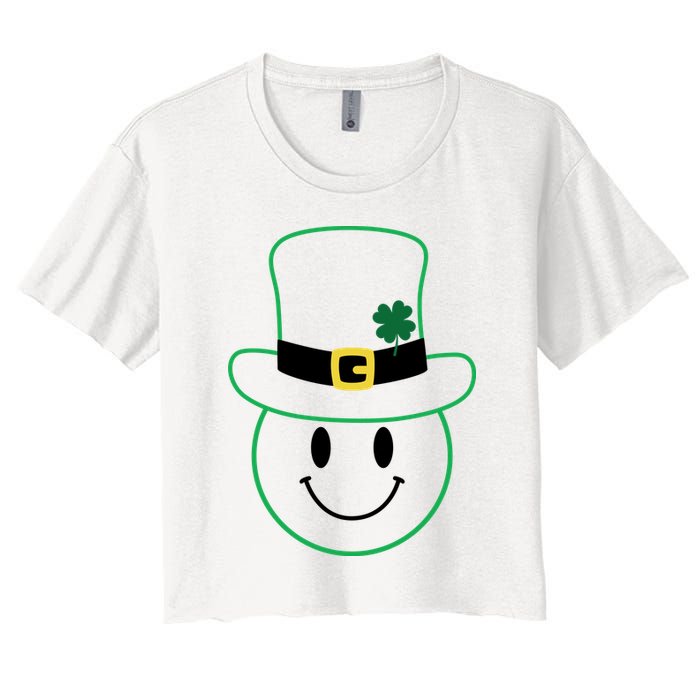 St Patrick's Day Smiley Face Holiday Women's Crop Top Tee