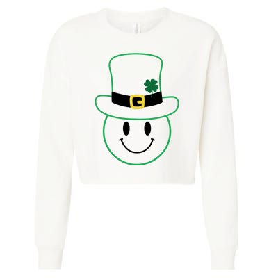 St Patrick's Day Smiley Face Holiday Cropped Pullover Crew