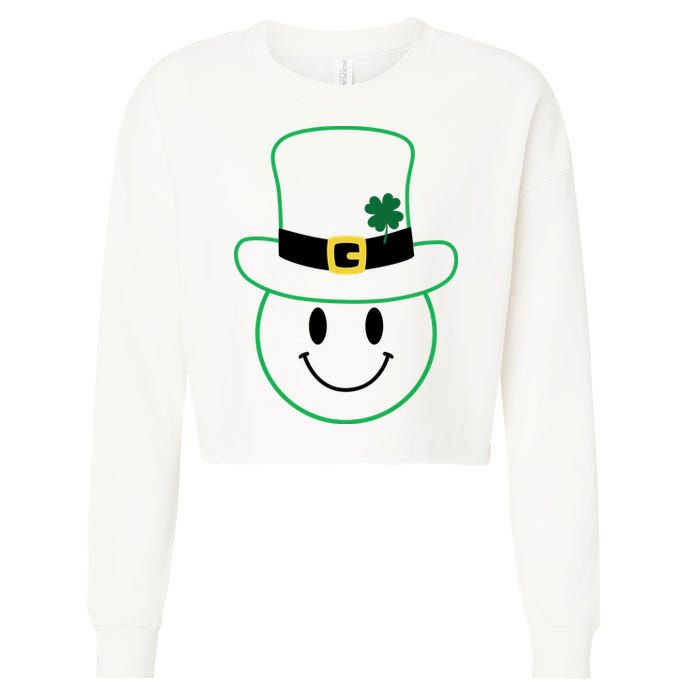 St Patrick's Day Smiley Face Holiday Cropped Pullover Crew