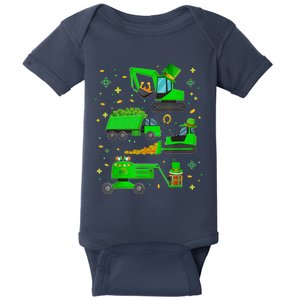 St Patricks Day Construction Trucks Funny Boy Baby Bodysuit