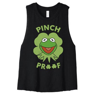 St Patricks Day Pinch Proof Smiley With Green Irish Hat Happy Pinch Women's Racerback Cropped Tank