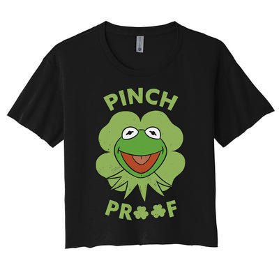 St Patricks Day Pinch Proof Smiley With Green Irish Hat Happy Pinch Women's Crop Top Tee