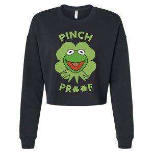 St Patricks Day Pinch Proof Smiley With Green Irish Hat Happy Pinch Cropped Pullover Crew