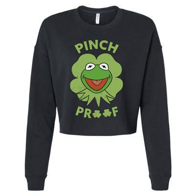 St Patricks Day Pinch Proof Smiley With Green Irish Hat Happy Pinch Cropped Pullover Crew