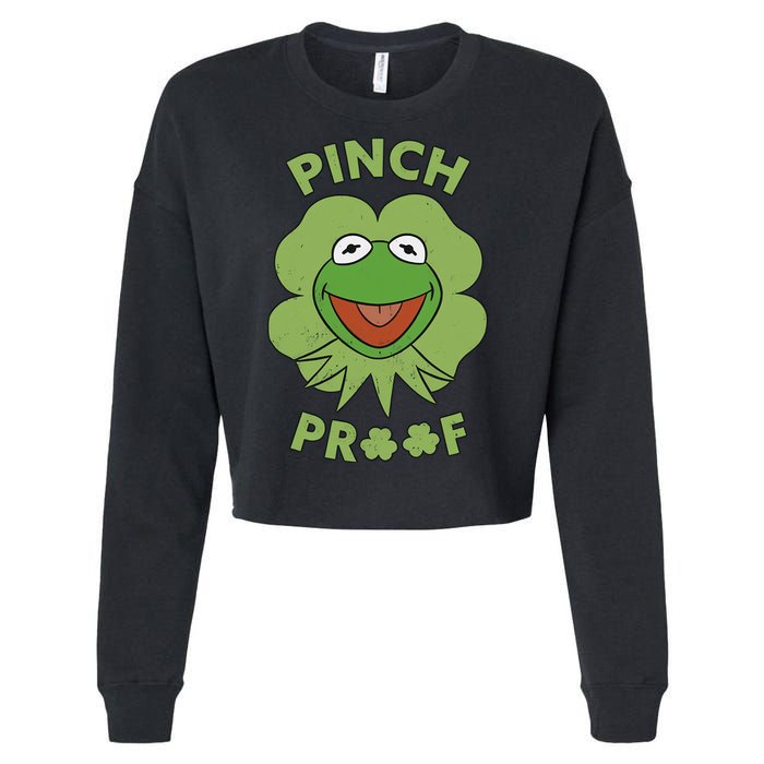 St Patricks Day Pinch Proof Smiley With Green Irish Hat Happy Pinch Cropped Pullover Crew