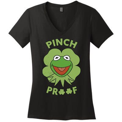 St Patricks Day Pinch Proof Smiley With Green Irish Hat Happy Pinch Women's V-Neck T-Shirt