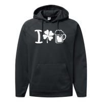 Saint Patrick's Day I Love Beer Gift Performance Fleece Hoodie