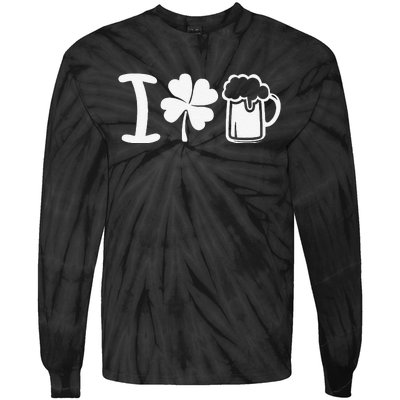 Saint Patrick's Day I Love Beer Gift Tie-Dye Long Sleeve Shirt