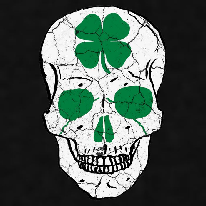 St Patrick's Day Clover Skull Ladies PosiCharge Tri-Blend Wicking Tank