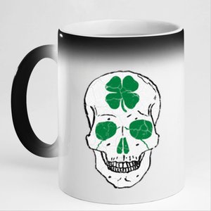 St Patrick's Day Clover Skull 11oz Black Color Changing Mug