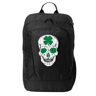 St Patrick's Day Clover Skull City Backpack