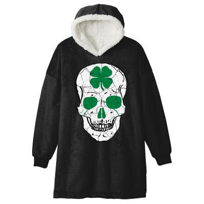 St Patrick's Day Clover Skull Hooded Wearable Blanket