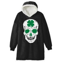 St Patrick's Day Clover Skull Hooded Wearable Blanket