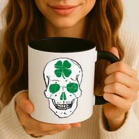 St Patrick's Day Clover Skull Mug