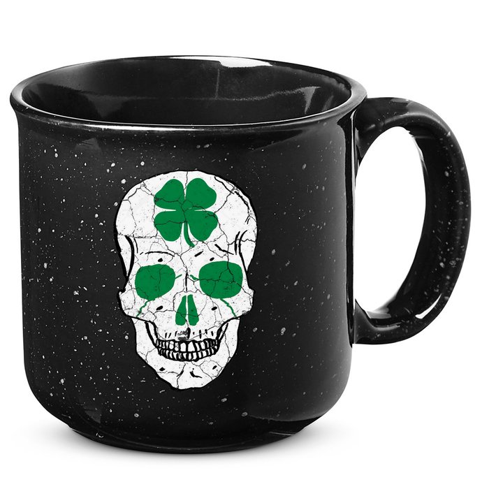St Patrick's Day Clover Skull 15oz Campfire Ceramic Mug