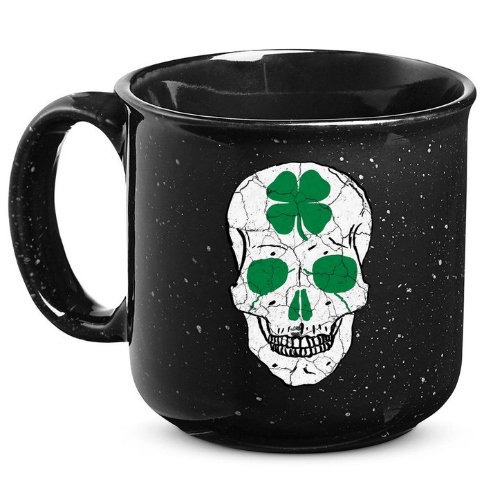 St Patrick's Day Clover Skull 15oz Campfire Ceramic Mug