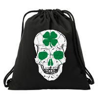 St Patrick's Day Clover Skull Drawstring Bag