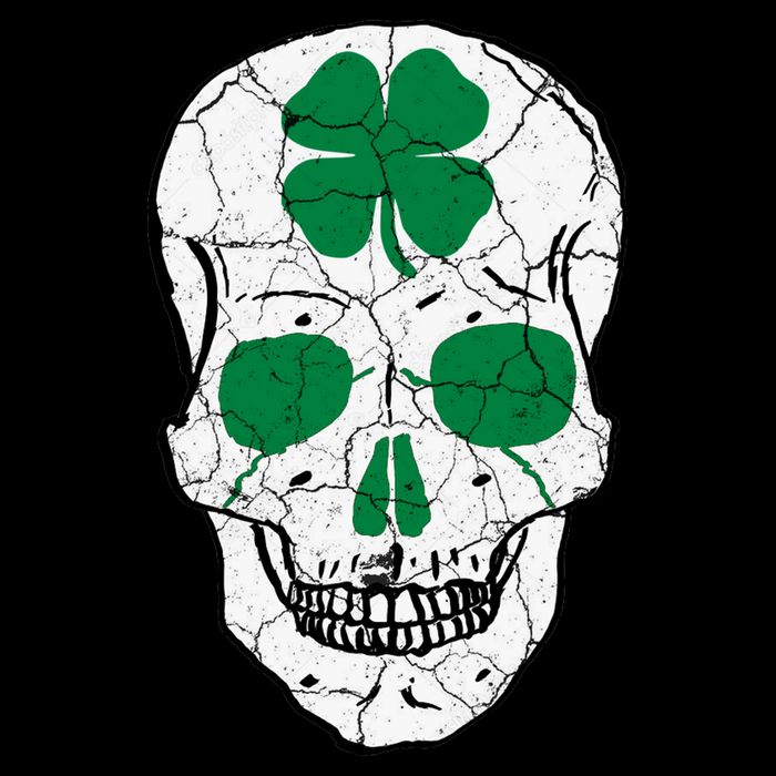 St Patrick's Day Clover Skull Drawstring Bag