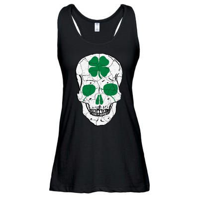 St Patrick's Day Clover Skull Ladies Essential Flowy Tank