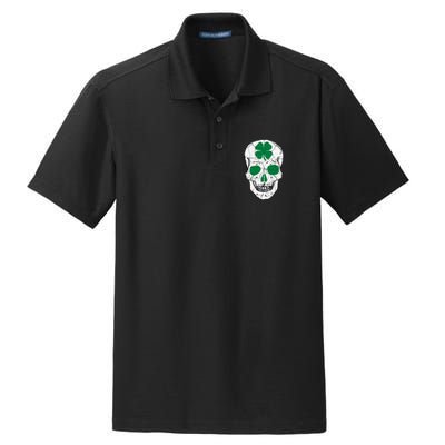 St Patrick's Day Clover Skull Dry Zone Grid Polo