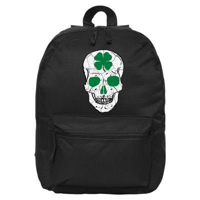 St Patrick's Day Clover Skull 16 in Basic Backpack