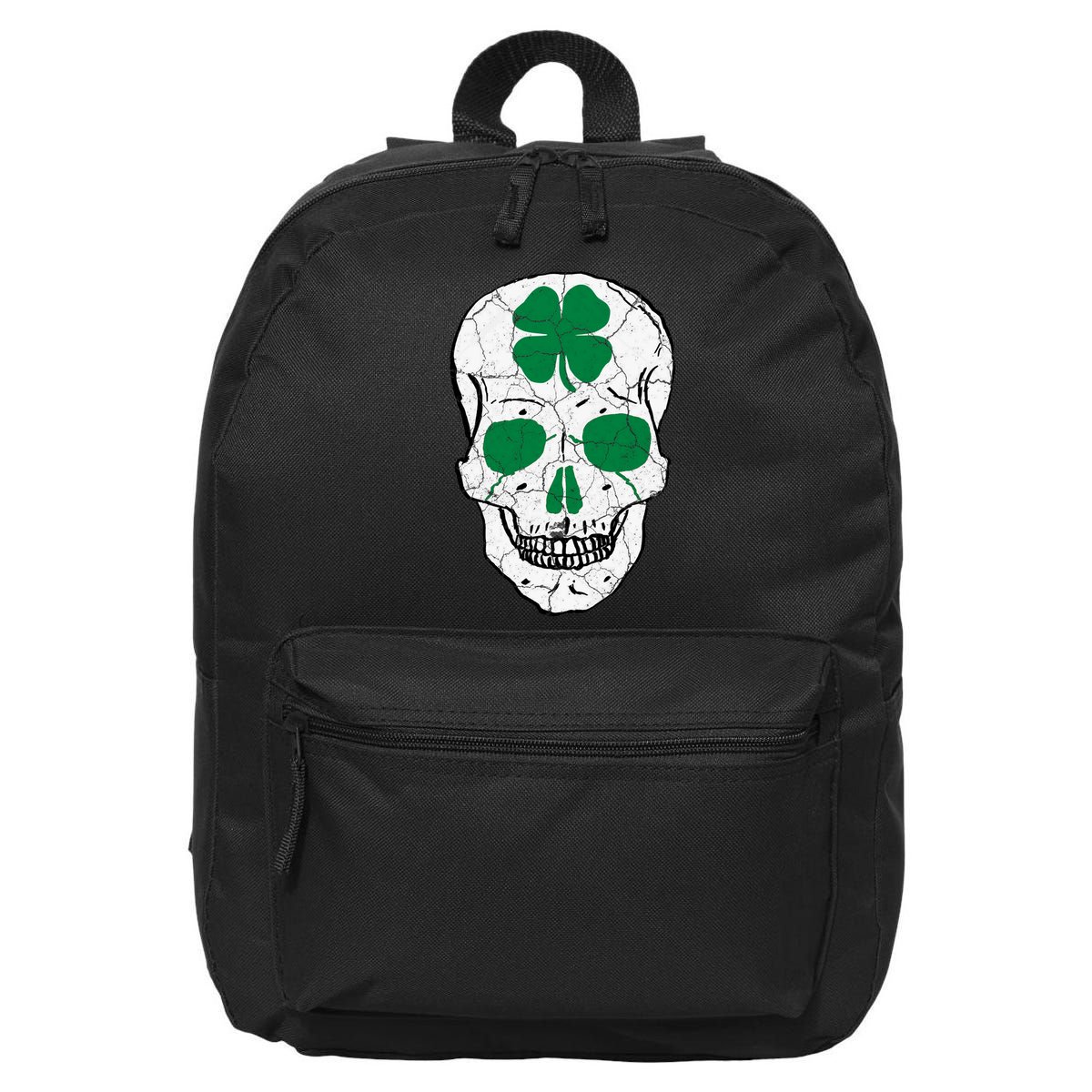 St Patrick's Day Clover Skull 16 in Basic Backpack