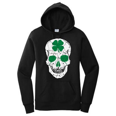 St Patrick's Day Clover Skull Women's Pullover Hoodie