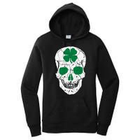 St Patrick's Day Clover Skull Women's Pullover Hoodie