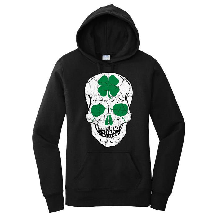 St Patrick's Day Clover Skull Women's Pullover Hoodie