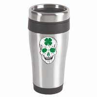 St Patrick's Day Clover Skull 16oz Travel Tumbler