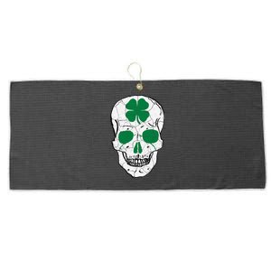 St Patrick's Day Clover Skull Large Microfiber Waffle Golf Towel