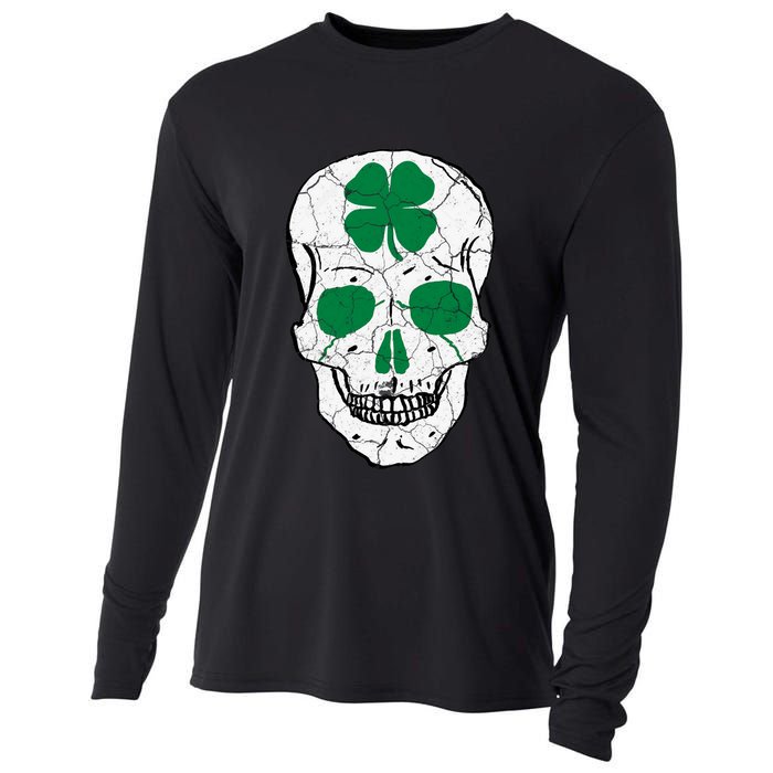 St Patrick's Day Clover Skull Cooling Performance Long Sleeve Crew