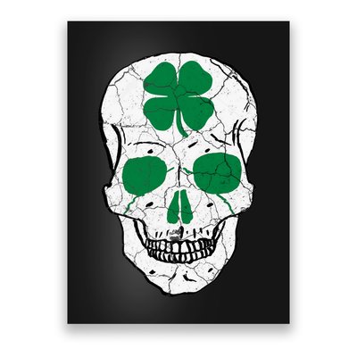 St Patrick's Day Clover Skull Poster