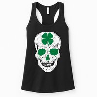 St Patrick's Day Clover Skull Womens Tank Top