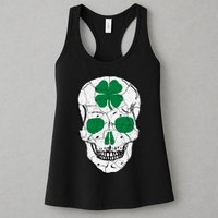 St Patrick's Day Clover Skull Womens Tank Top