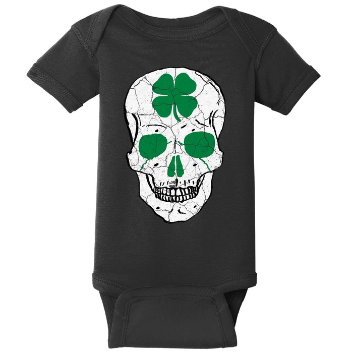St Patrick's Day Clover Skull Baby Bodysuit