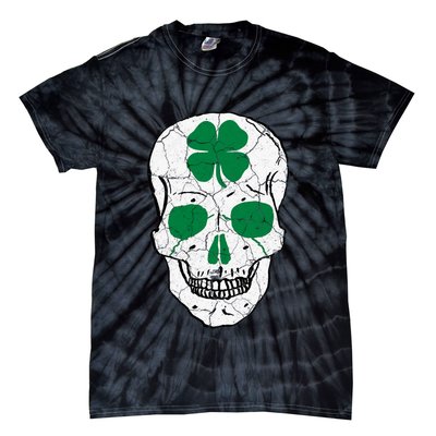 St Patrick's Day Clover Skull Tie-Dye T-Shirt