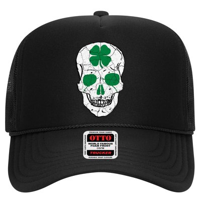 St Patrick's Day Clover Skull Trucker Hat
