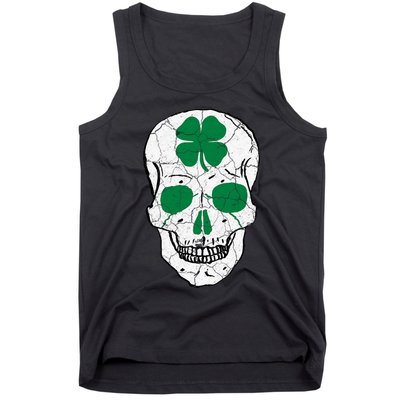 St Patrick's Day Clover Skull Tank Top