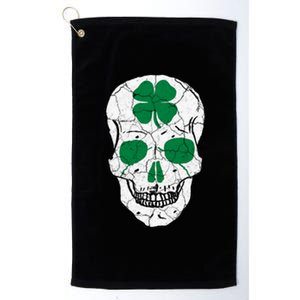 St Patrick's Day Clover Skull Platinum Collection Golf Towel