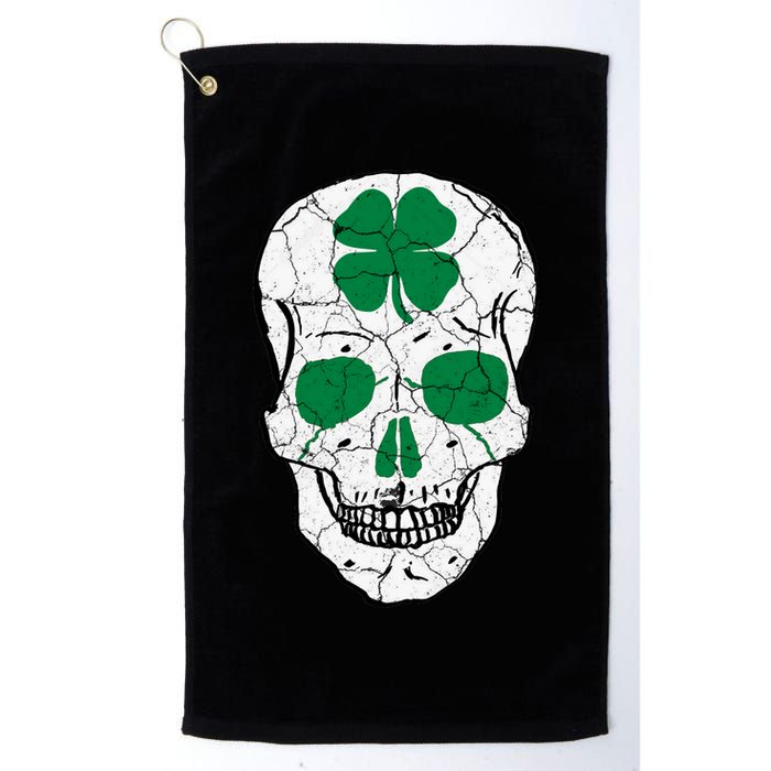 St Patrick's Day Clover Skull Golf Towel