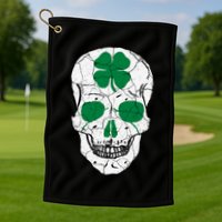 St Patrick's Day Clover Skull Golf Towel